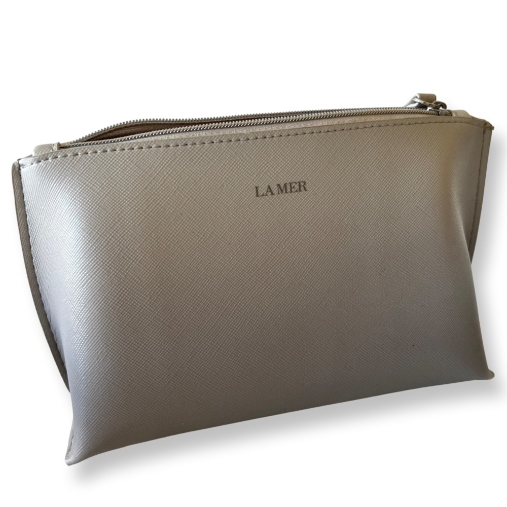 🌿 La Mer Cosmetic Bag/Pouch in Ombrey Grey/Silver